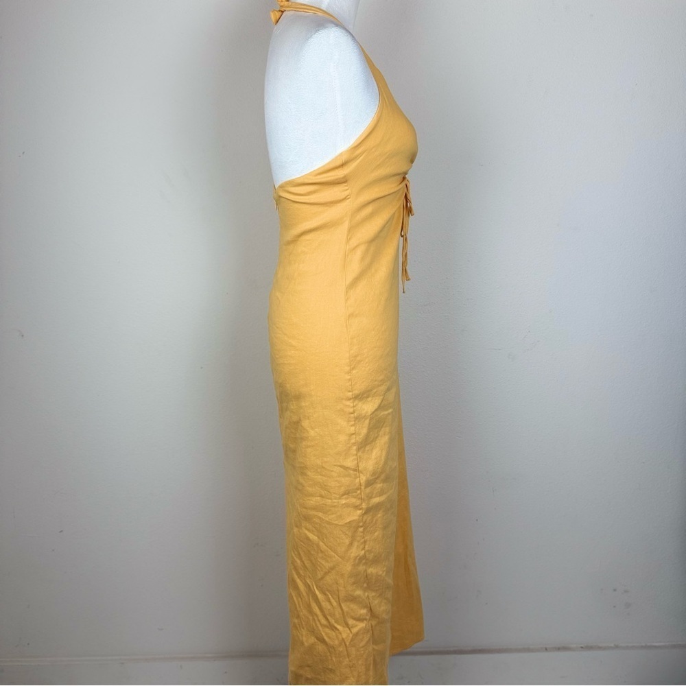ZARA Women’s Yellow Halter Ring Front Midi Dress Size M Made in Turkey - Picture 5 of 8